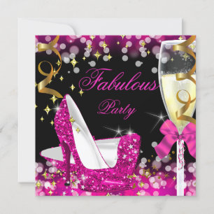 Fantastischer heißrosa glitzernder High Heel Gebur Einladung