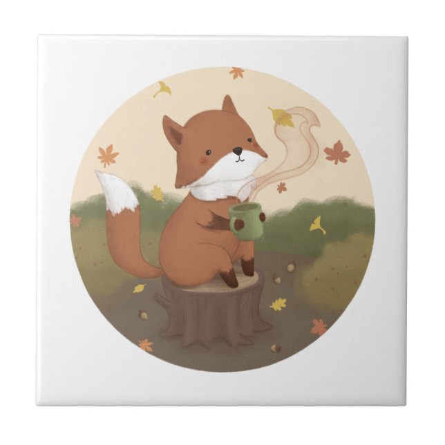 Fantastischer Herbst: Fuchs  Fliese (Vorderseite)