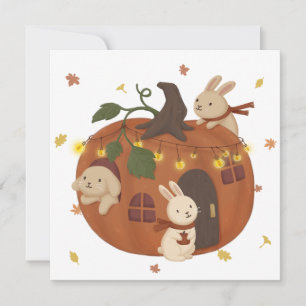 Fantastischer Herbst: Hase und Kürbis Karte