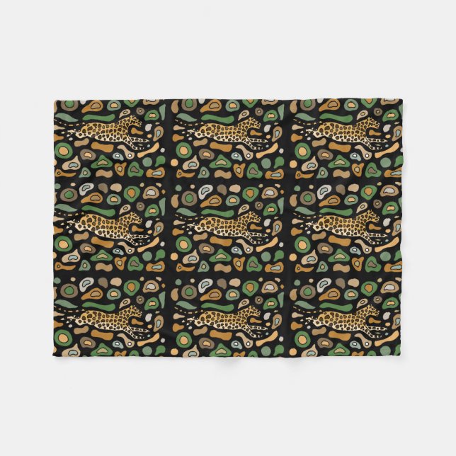 Fantastischer Leopard-abstrakte Fleece-Decke Fleecedecke (Vorderseite (Horizontal))