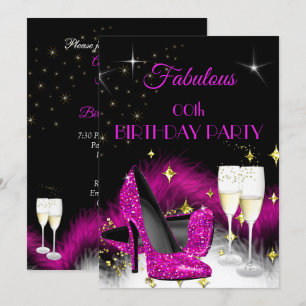 Fantastischer Party Glitzer Hot Pink Champagne Einladung