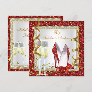 Fantastischer Red White Gold Geburtstag 2 Einladung