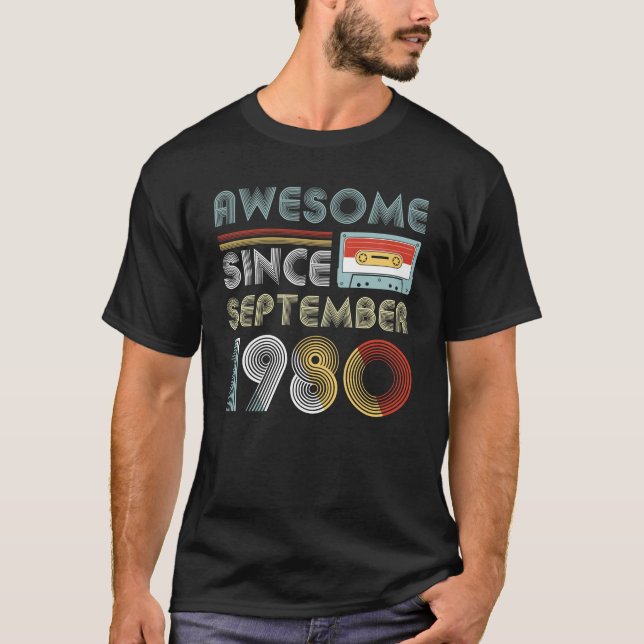 Fantastischer seit September 1980 Geburtstag T-Shirt (Vorderseite)