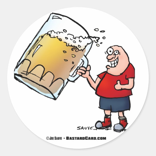 Fantastischer Typ mit nur einem großen Bier Runder Aufkleber (Vorderseite)