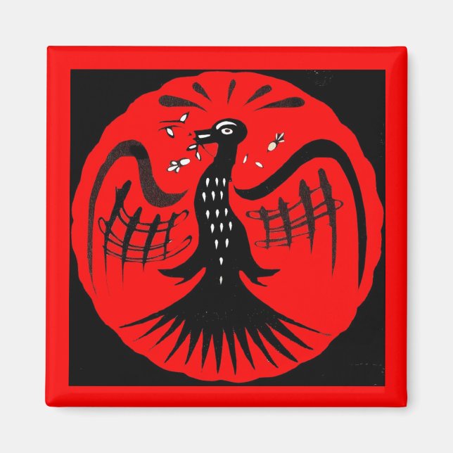 fantastischer Vogel-Volkskunst Magnet (Vorne)
