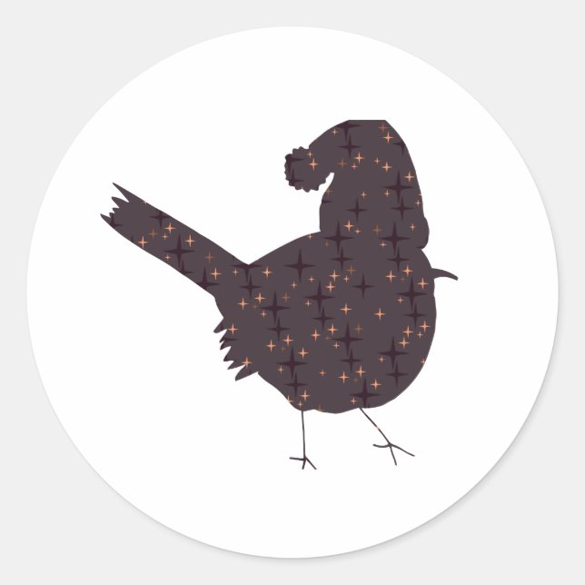 Fantastischer Weihnachtsvogel mit Hut Runder Aufkleber (Vorderseite)