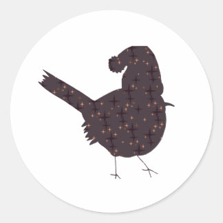 Fantastischer Weihnachtsvogel mit Hut Runder Aufkleber