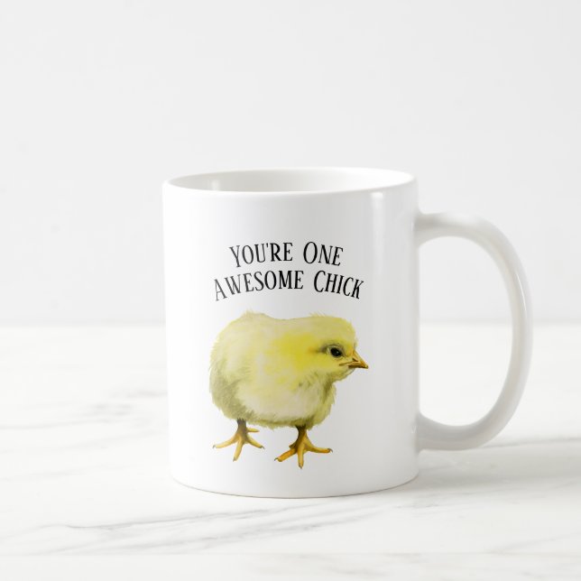 Fantastischer Wortspiel-Baby-Huhn-Vogel des Kaffeetasse (Rechts)