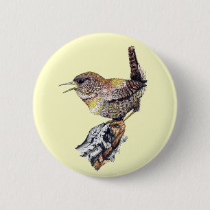Fantastischer Zaunkönig-Knopf Button