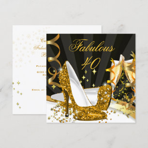 Fantastisches 40-Party für Damen mit Gold High Hee Einladung