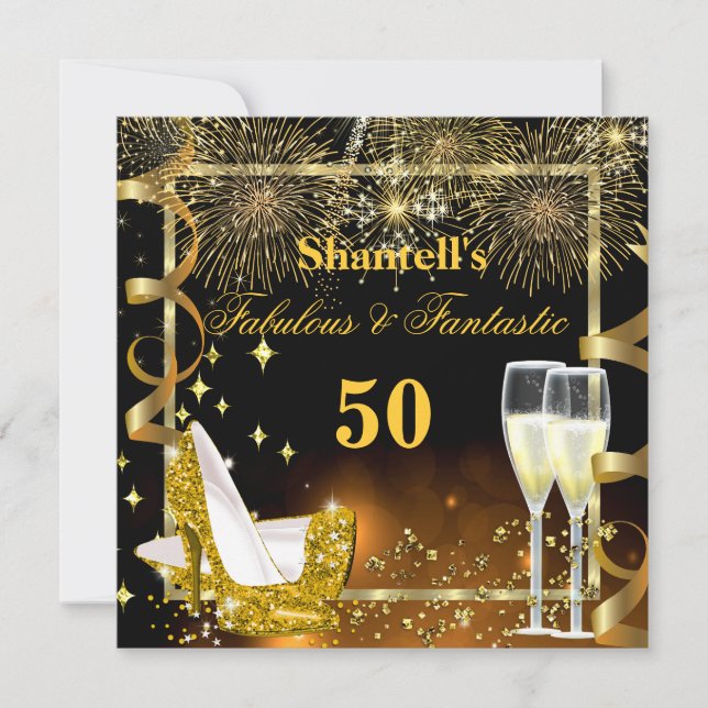 Fantastisches 50 Fantastisches Festivals Gold Heel Einladung (Vorderseite)