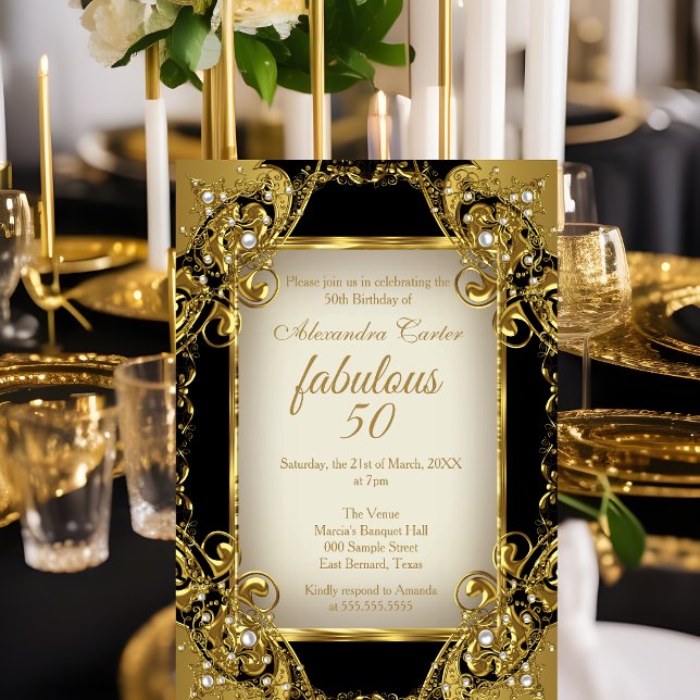 Fantastisches 50 Foto schwarz beige Golden Pearl P Einladung (Von Creator hochgeladen)