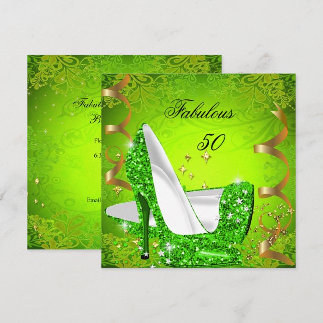 Fantastisches 50 Green Gold Party 2 Einladung (Vorne/Hinten)