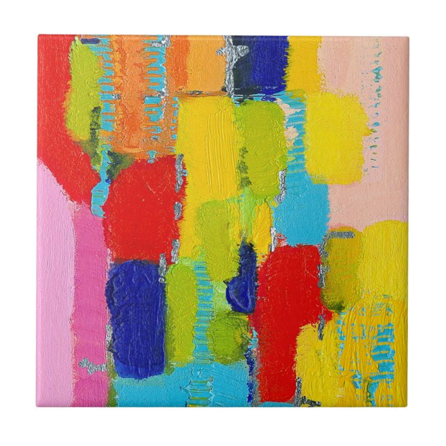 Fantastisches Abstraktes Gemälde von Kris Taylor Fliese (Vorderseite)