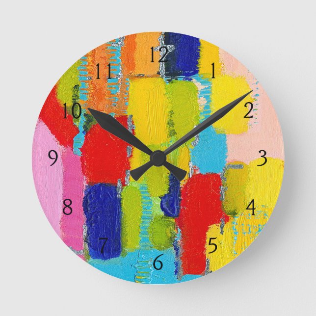 Fantastisches Abstraktes Gemälde von Kris Taylor Runde Wanduhr (Vorderseite)
