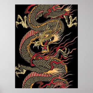Fantastisches asiatisches Dracheplakat Poster