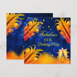 Fantastisches Birthday Blue Gold Yellow Champagne  Einladung