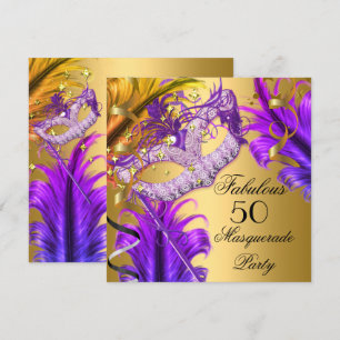 Fantastisches Birthday Lila Gold Masquerade Party  Einladung