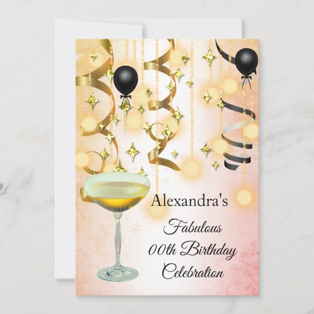 Fantastisches Champagner Gold Pink Lights Party Save The Date (Vorderseite)