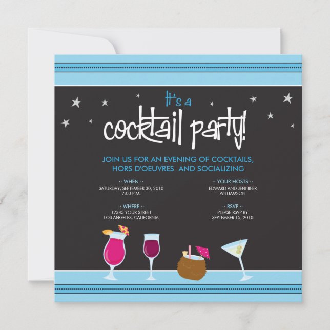 Fantastisches Cocktail-Party (Aqua) Einladung (Vorderseite)