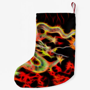 Fantastisches Drache-Feuer auf glücklicher Energi Kleiner Weihnachtsstrumpf