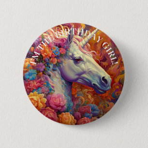 Fantastisches EINHORN Geburtstags MÄDCHEN Button