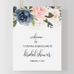 Fantastisches Fall Floral Brautparty Willkommen Poster<br><div class="desc">Dieses exquisite Herbstposter mit floralem Brautparty ist perfekt für ein tropisches Brautparty. Das Design zeigt handgezeichnet rosa,  dunkelblau und marineblau-weiße Blume,  inspirierend Eleganz,  Klasse und natürliche Schönheit.</div>