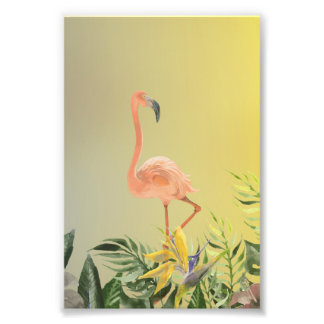 Fantastisches Flamingo-Plakat im tropischen Wald Fotodruck