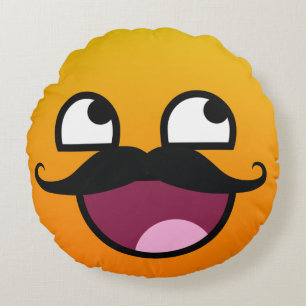 Fantastisches Gesicht mit Schnurrbart smiley Rundes Kissen