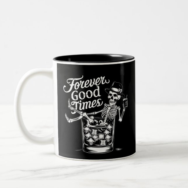 Fantastisches Halloween Skull für immer Zweifarbige Tasse (Links)
