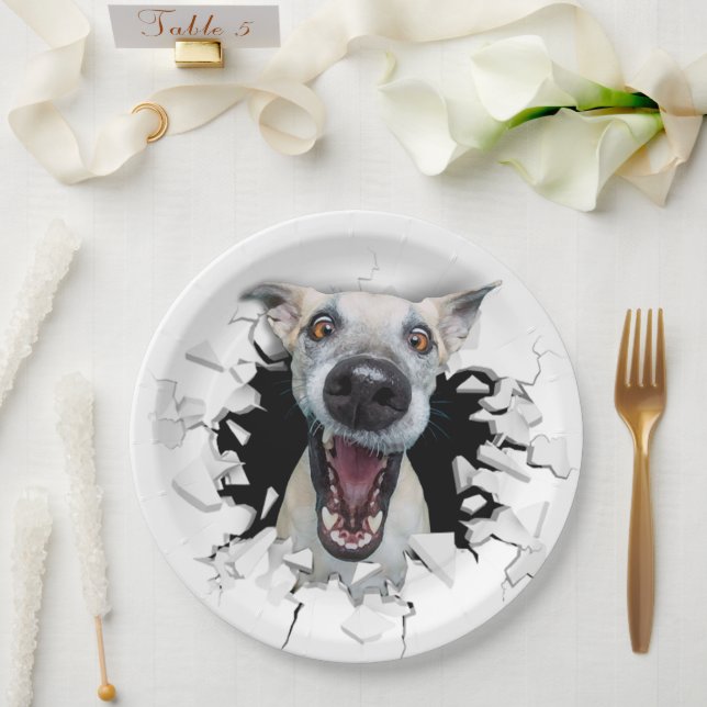 Fantastisches Hundegesicht Pappteller (Hochzeit)