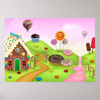 Fantastisches Landschaftsbild in Candy Land Poster
