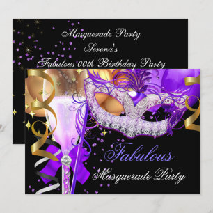 Fantastisches Lila Goldschwarzwasser-Party 3 Einladung