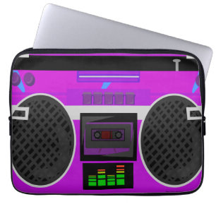 Fantastisches lila illustriertes 80er-Boombox Laptopschutzhülle