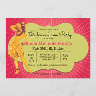 Fantastisches Luau Party Retro Style Pinup Einladung