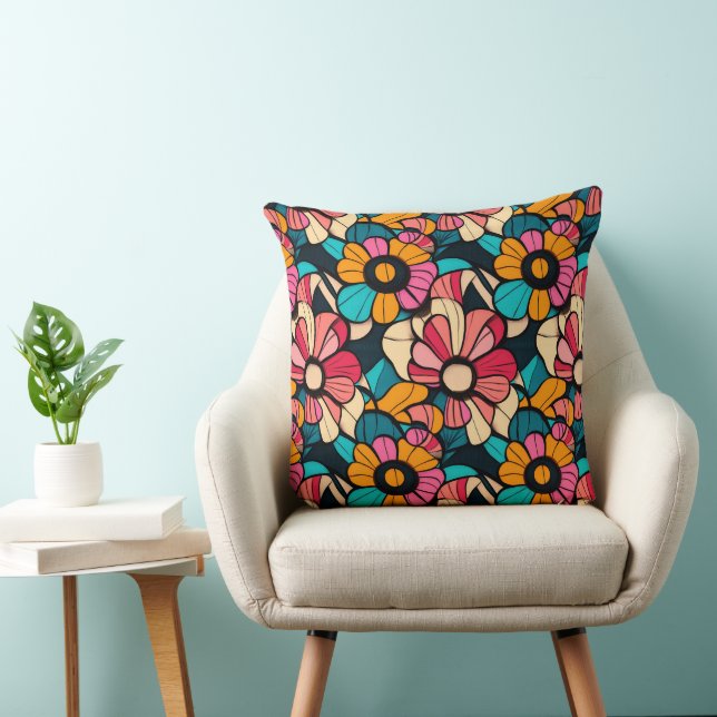 Fantastisches Retro-Muster in Berry & Orange Kissen (Stuhl )