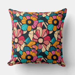 Fantastisches Retro-Muster in Berry & Orange Kissen