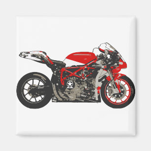 Fantastisches rotes laufendes Motorrad Magnet
