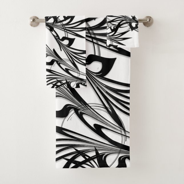 Fantastisches Schwarz-Weiß-Design Badhandtuch Set (Insitu)