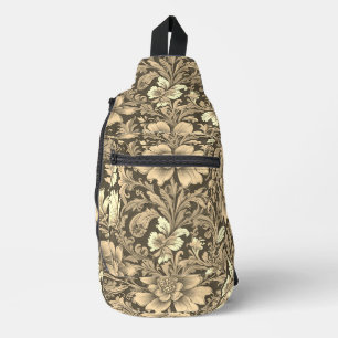 Fantastisches Vintage-Sepia-Blumenmuster Crossbody Bag