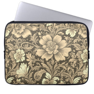 Fantastisches Vintage-Sepia-Blumenmuster Laptopschutzhülle