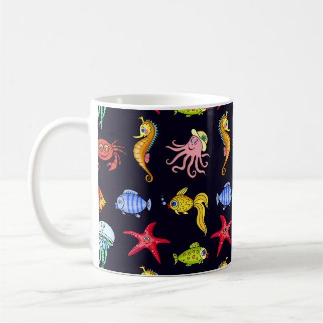 Fantastisches Wassermuster mit herrlich orangefarb Kaffeetasse (Links)