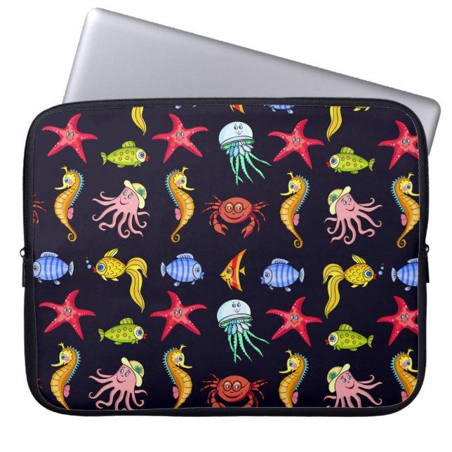 Fantastisches Wassermuster mit herrlich orangefarb Laptopschutzhülle (Vorderseite)