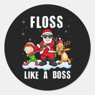 Fantastisches Weihnachtsfest wie ein Boss Santa Fl Runder Aufkleber