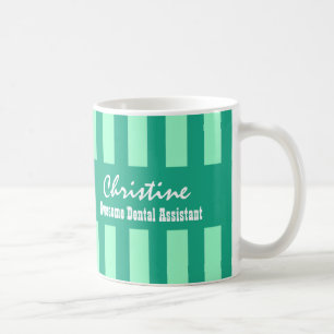 Fantastisches Zahnarzthelfer GRÜN Stripes V01 Kaffeetasse
