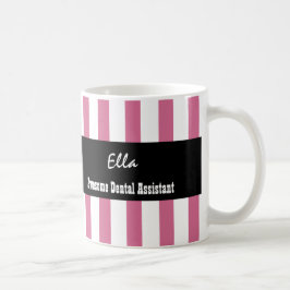 Fantastisches Zahnarzthelfer ROSA-WEISS Stripes Kaffeetasse