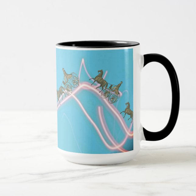 Fantasy 1870 Pferd und Buggy Traverse Neon Sky Tasse (Rechts)