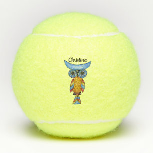 Fantasy Abstrakt Owl Blue Head Eyes Farbige Körper Tennisbälle