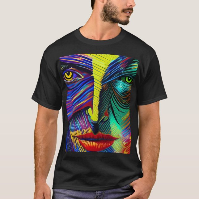 Fantasy abstrakt Portrait T-Shirt (Vorderseite)