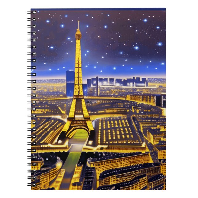 Fantasy Aerial View von Paris Unterhalb der Sterne Notizblock (Vorderseite)